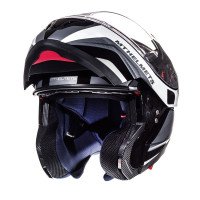 MT Atom Flip Front Motorcycle Helmet - Tarmac Black / White