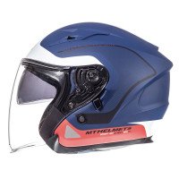 MT Avenue Open Face Motorcycle Helmet - Crossroad Matt Blue / White / Red